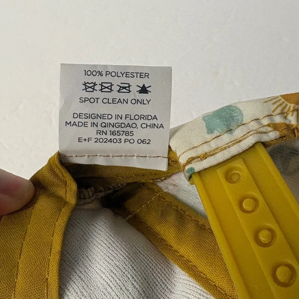 Emerson and Friends Kids Beach Print Snapback Hat Mustard Yellow Flat Brim Cap